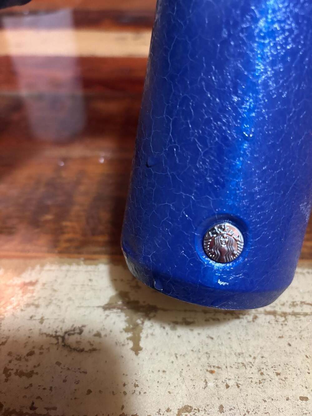 Starbucks 16oz Sapphire Blue Crackle Texture Stainless Steel Vacuum Tumbler